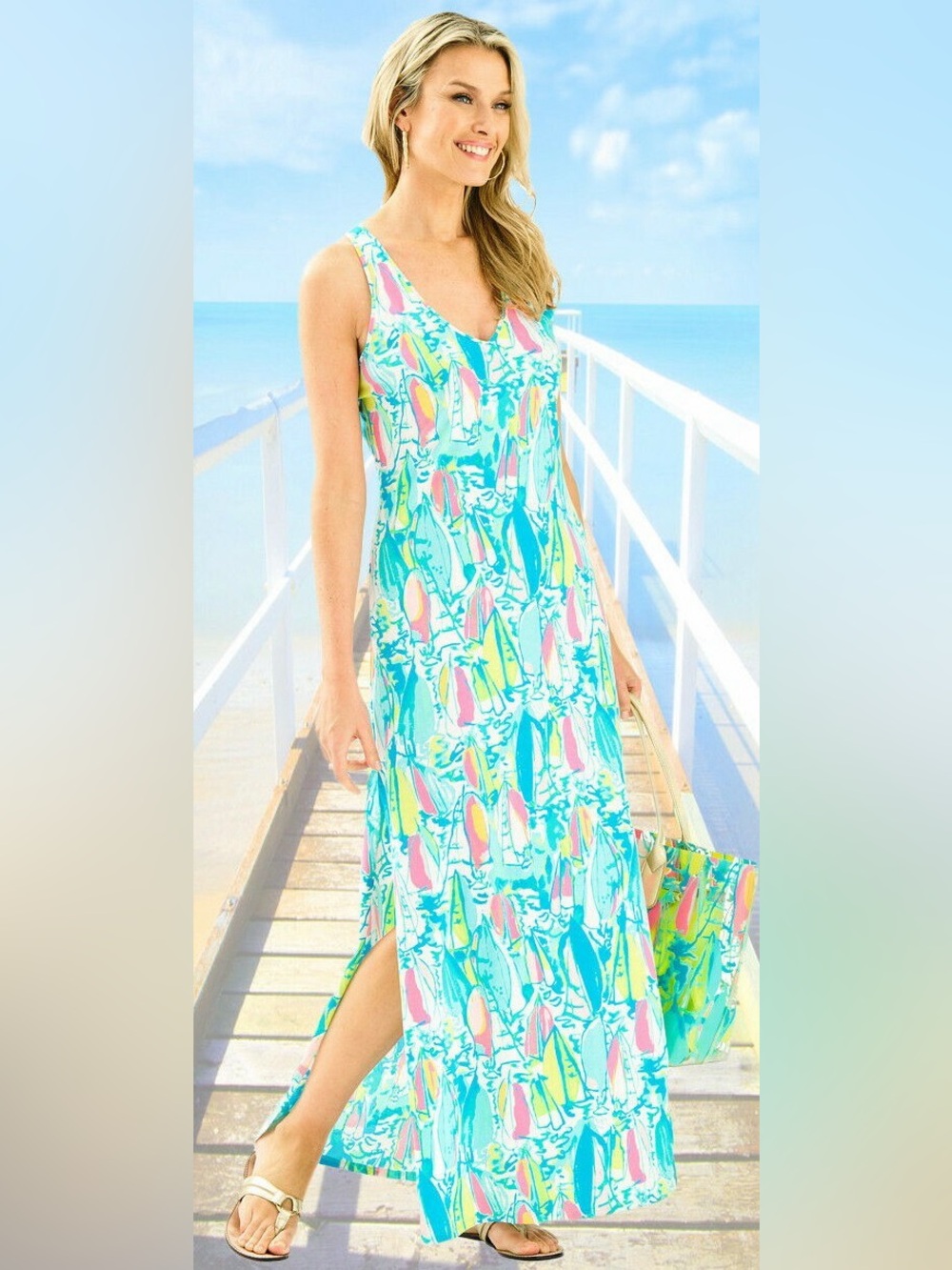 Like New! Lilly Pulitzer Kerri Maxi Dress in Beach and Bae | Sm